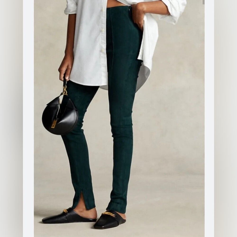 Polo Ralph Lauren Goat Suede Forest Green Skinny Pant - Women’s Size XS